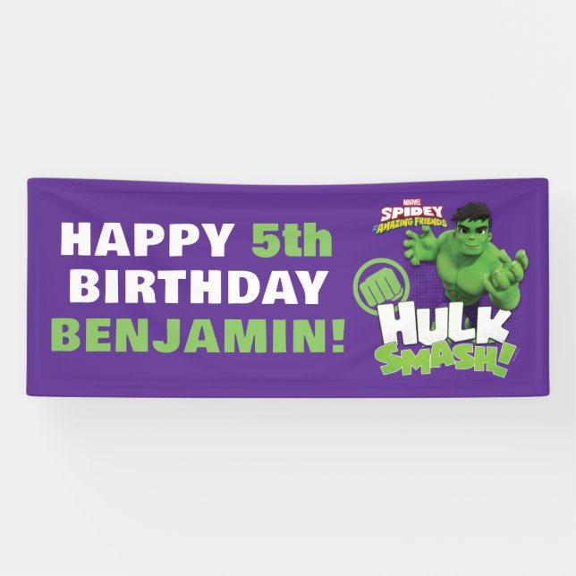 Spidey and His Amazing Friends Hulk Birthday Banner (Horizontal)