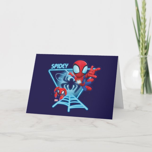 Spidey and TRACE-E Glow Webs Glow Card (Front)