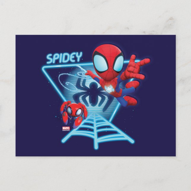 Spidey and TRACE-E Glow Webs Glow Postcard (Front)