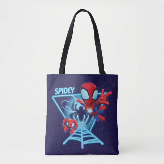 Spidey and TRACE-E Glow Webs Glow Tote Bag (Front)