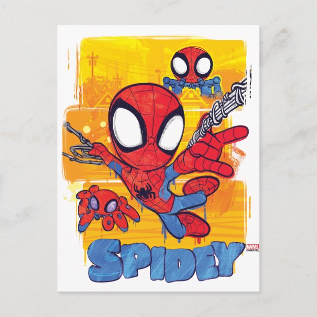 Spidey and TRACE-E Spidey Swing City Sketch Postcard (Front)