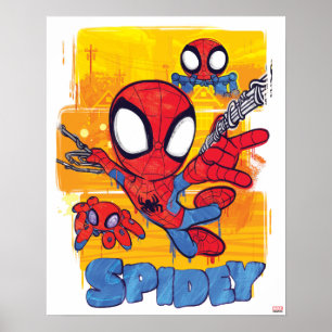 Spidey and TRACE-E Spidey Swing City Sketch Poster