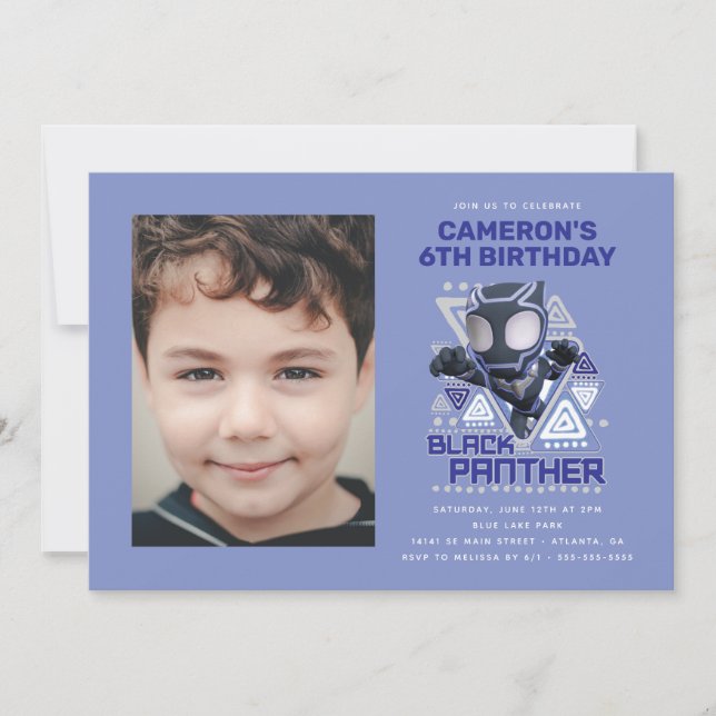 Spidey |  Black Panther Birthday - Photo Invitation (Front)