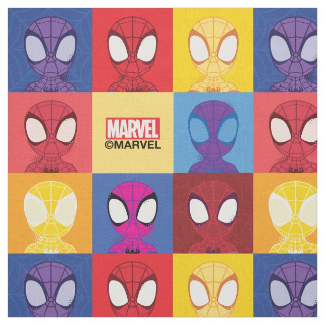 Spidey Colour Block Pattern Spidey-Sense Fabric (Swatch)