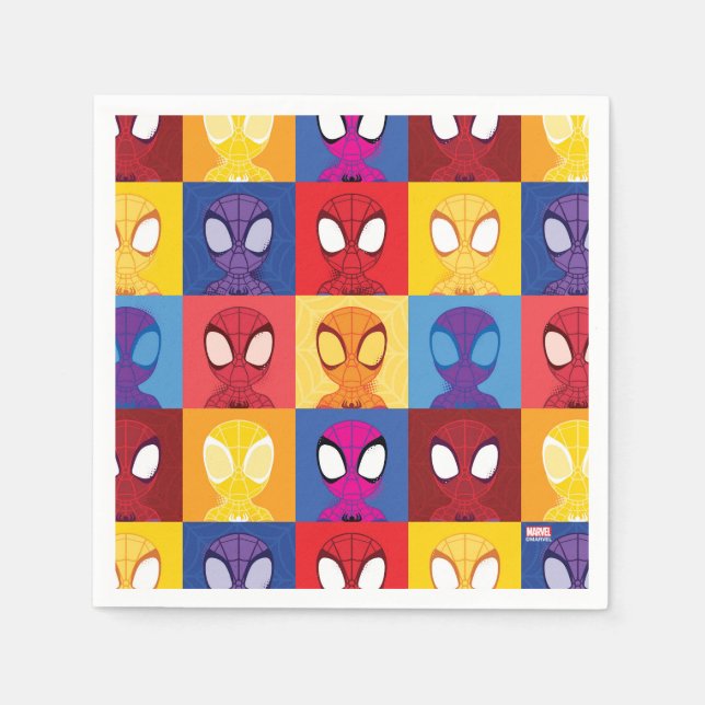 Spidey Colour Block Pattern Spidey-Sense Napkin (Front)