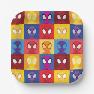 Spidey Colour Block Pattern Spidey-Sense Paper Plate