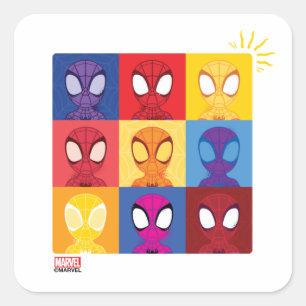 Spidey Colour Block Pattern Spidey-Sense Square Sticker