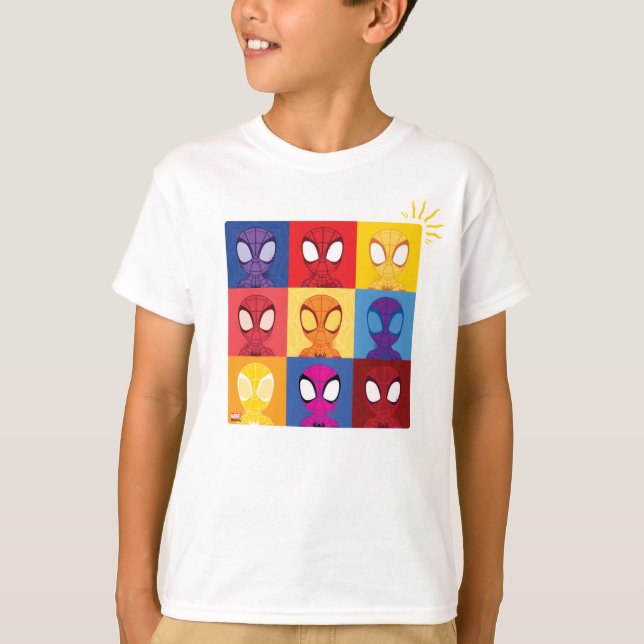 Spidey Colour Block Pattern Spidey-Sense T-Shirt (Front)