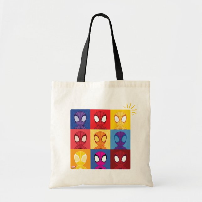 Spidey Colour Block Pattern Spidey-Sense Tote Bag (Front)