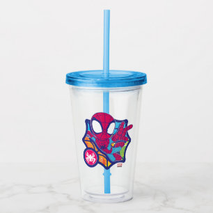 Spidey Comic-Style Web Graphic Acrylic Tumbler