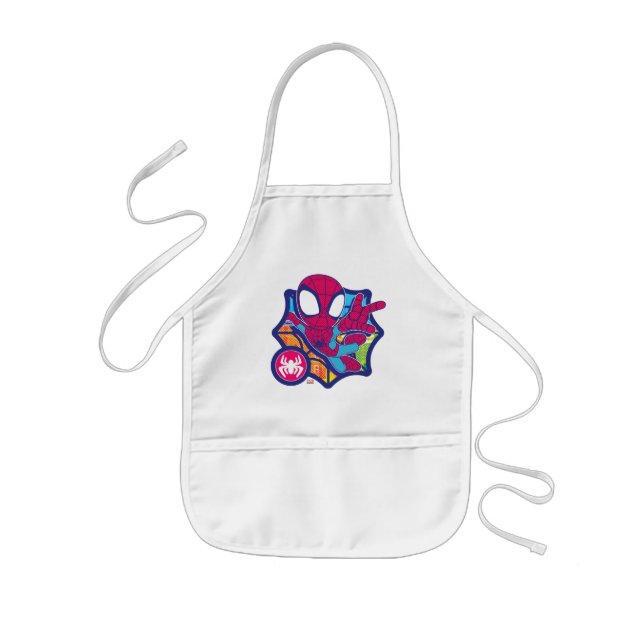 Spidey Comic-Style Web Graphic Kids Apron (Front)