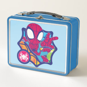 Spidey Comic-Style Web Graphic Metal Lunch Box