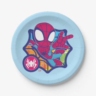 Spidey Comic-Style Web Graphic Paper Plate