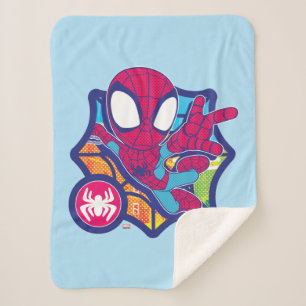 Spidey Comic-Style Web Graphic Sherpa Blanket