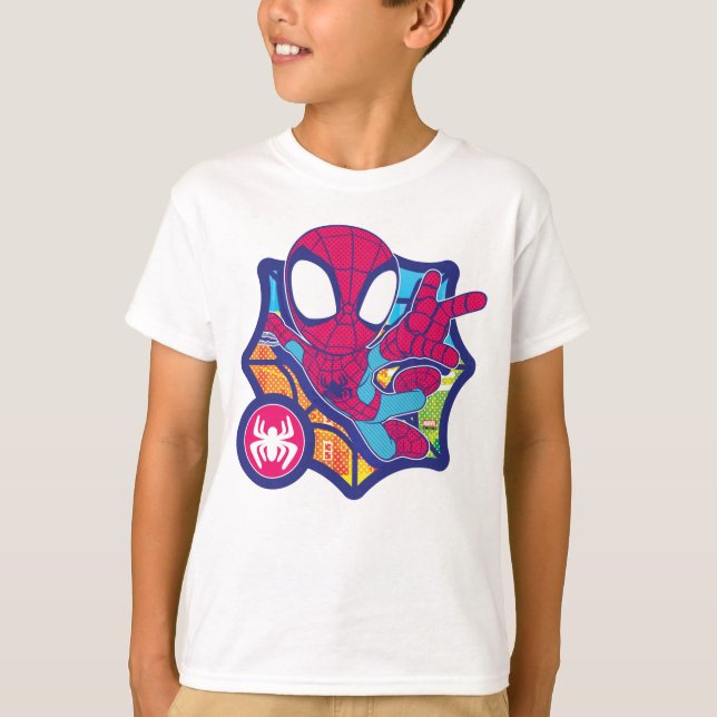 Spidey Comic-Style Web Graphic T-Shirt (Front)