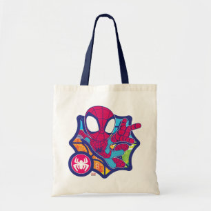 Spidey Comic-Style Web Graphic Tote Bag