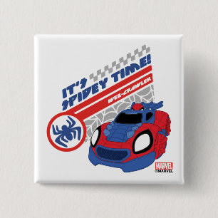 Spidey Driving His Web-Crawler 2 Inch Square Button