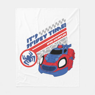 Spidey Driving His Web-Crawler Fleece Blanket