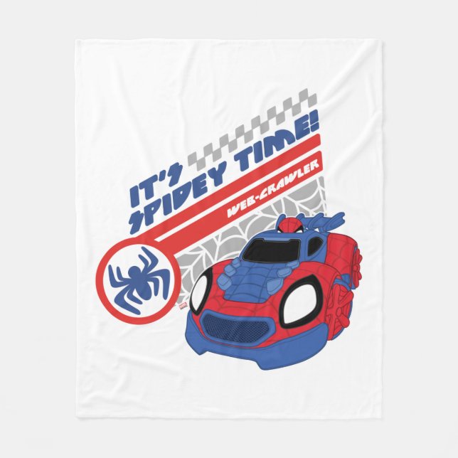 Spidey Driving His Web-Crawler Fleece Blanket (Front)