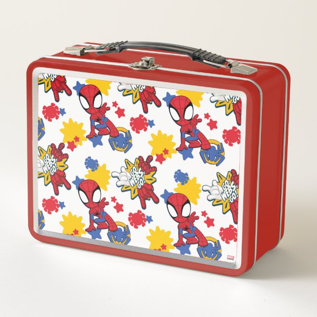 Spidey "Go-Webs,-Go!" Pattern Metal Lunch Box (Front)