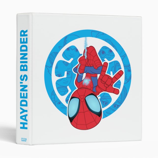 Spidey Hanging Upside Down Logo Villain Collage Binder (Front/Spine)