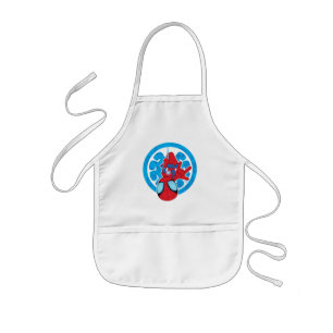 Spidey Hanging Upside Down Logo Villain Collage Kids Apron