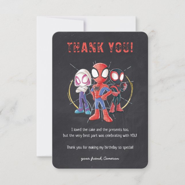 Spidey & His Amazing Friends Chalkboard Thank You Invitation (Front)