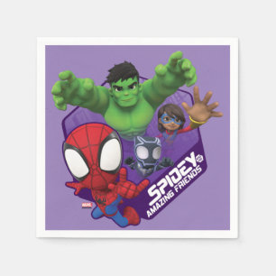 Spidey, Hulk, Ms. Marvel, & Black Panther Hexagon Napkin