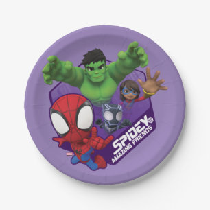 Spidey, Hulk, Ms. Marvel, & Black Panther Hexagon Paper Plate