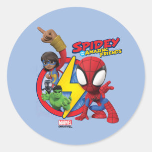Spidey, Ms. Marvel, Black Panther, & Hulk Badge Classic Round Sticker