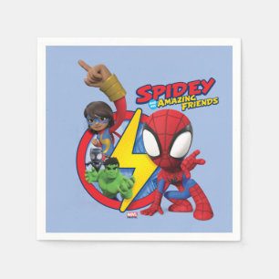 Spidey, Ms. Marvel, Black Panther, & Hulk Badge Napkin
