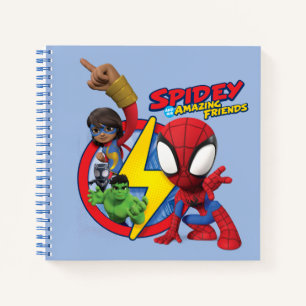 Spidey, Ms. Marvel, Black Panther, & Hulk Badge Notebook