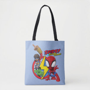 Spidey, Ms. Marvel, Black Panther, & Hulk Badge Tote Bag