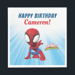 Spidey | Personalized Happy Birthday Napkin<br><div class="desc">Celebrate your child's Birthday with these awesome Spidey Birthday napkins. Personalize by adding your child's name or custom text!</div>