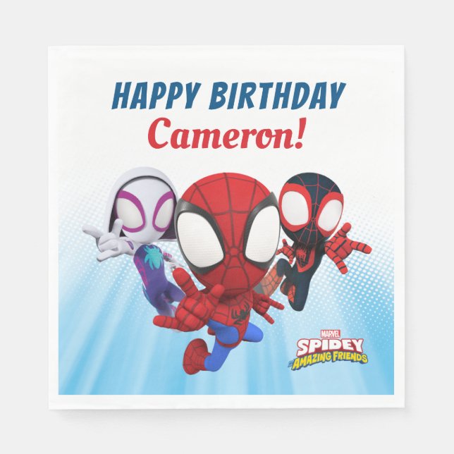 Spidey | Personalized Happy Birthday Napkin (Front)