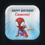 Spidey | Personalized Happy Birthday Paper Plate<br><div class="desc">Celebrate your child's Birthday with these awesome Spidey Birthday plates. Personalize by adding your child's name or custom text!</div>