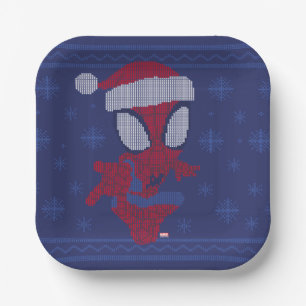 Spidey Snowflake Holiday Knit Graphic Paper Plate