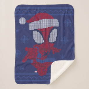 Spidey Snowflake Holiday Knit Graphic Sherpa Blanket