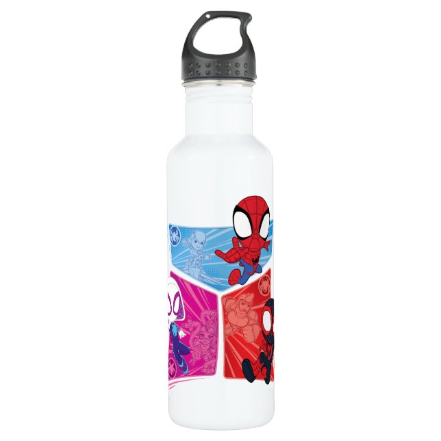 Spidey Team Action Panel Graphic 710 Ml Water Bottle (Front)