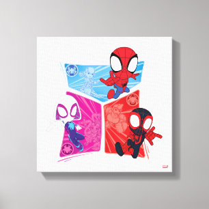 Spidey Team Action Panel Graphic Canvas Print