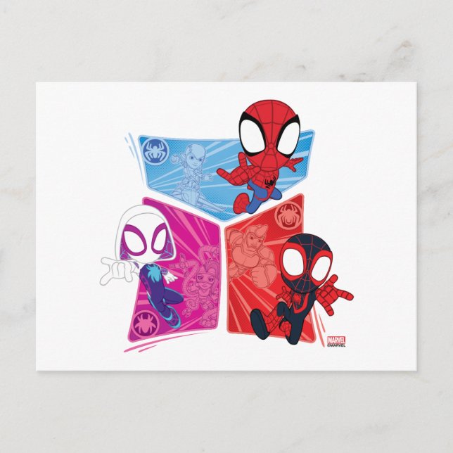 Spidey Team Action Panel Graphic Postcard (Front)