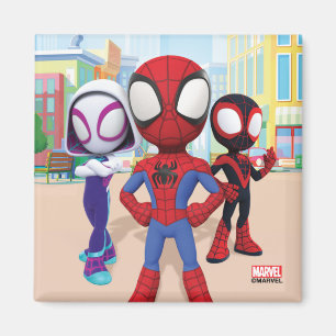 Spidey Team In Town Magnet