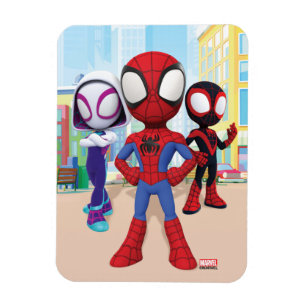 Spidey Team In Town Magnet