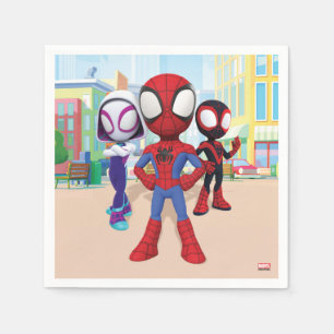 Spidey Team In Town Napkin