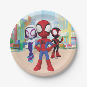 Spidey Team In Town Paper Plate