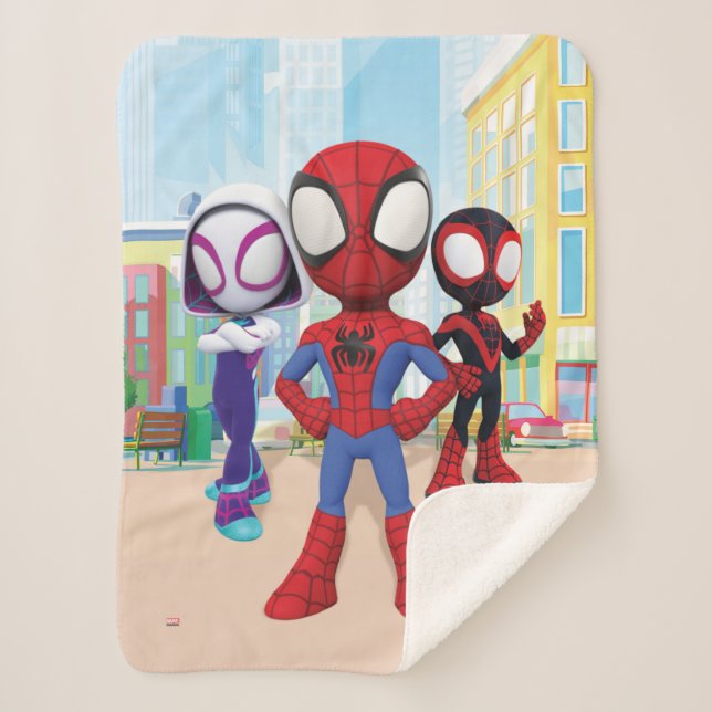 Spidey Team In Town Sherpa Blanket (Front)