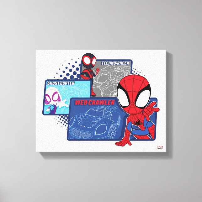Spidey Team Racing Cars Canvas Print (Front)