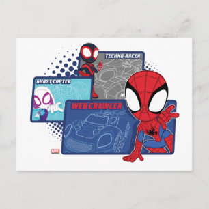 Spidey Team Racing Cars Postcard