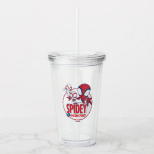 Spidey Team Red & White Circle Badge Acrylic Tumbler