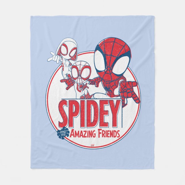 Spidey Team Red & White Circle Badge Fleece Blanket (Front)